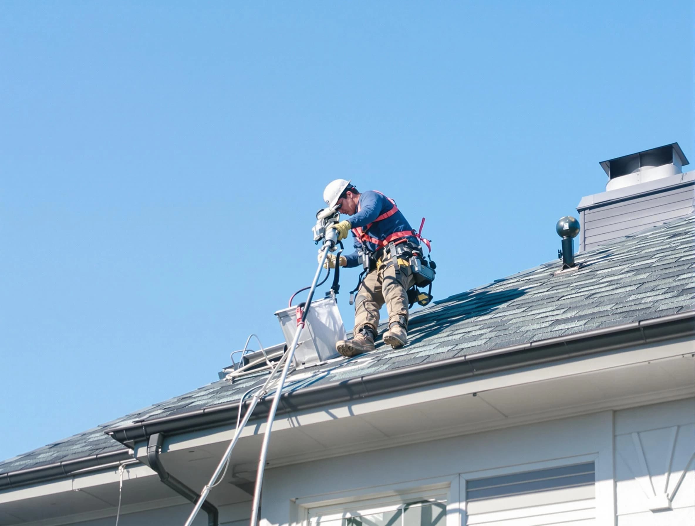 Glendale Dryer Vent Cleaning certified technician cleaning a roof-mounted dryer vent system in Glendale